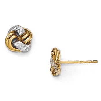 Leslie's 14K Yellow Gold & White Rhodium Polished Fancy Hoop Earrings Leslie's 14K Yellow Gold & White Rhodium Polished Fancy Hoop Earrings